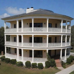 A two-story hotel viewed in perspective