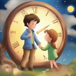 Create a heartwarming illustration for a children's book titled 'A Story Called Time