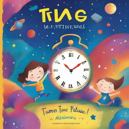 Create a bright and eye-catching book cover for 'Time Travel Adventures