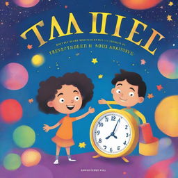 Create a bright and eye-catching book cover for 'Time Travel Adventures