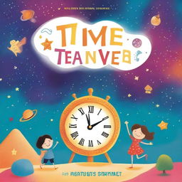 Create a bright and eye-catching book cover for 'Time Travel Adventures