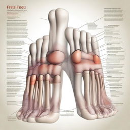 A detailed illustration of feet, focusing on the anatomy and structure