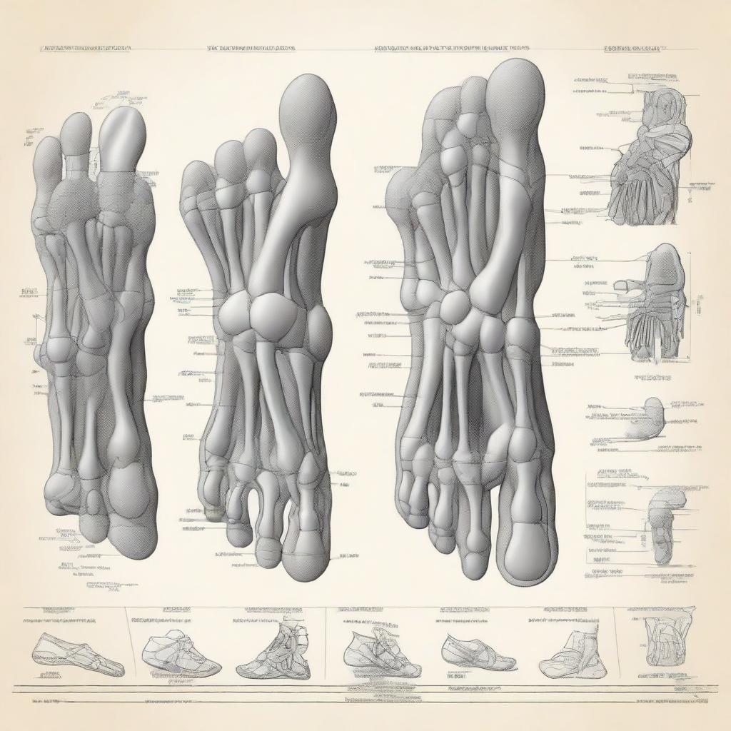 A detailed illustration of feet, focusing on the anatomy and structure