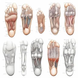 A detailed illustration of feet, focusing on the anatomy and structure