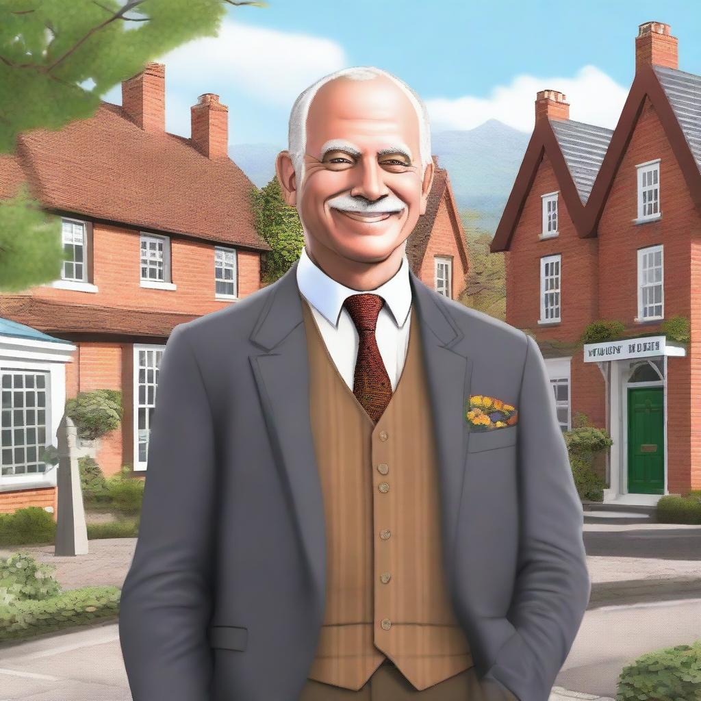 A detailed illustration of the human male mayor of the village of Riverton