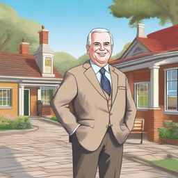 A detailed illustration of the human male mayor of the village of Riverton