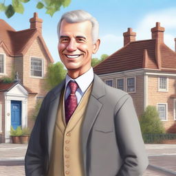 A detailed illustration of the human male mayor of the village of Riverton