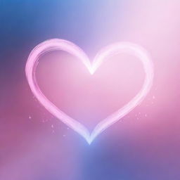 A delicate illustration of a heart formed by soft strokes of light, on a background that transitions from blue to pink