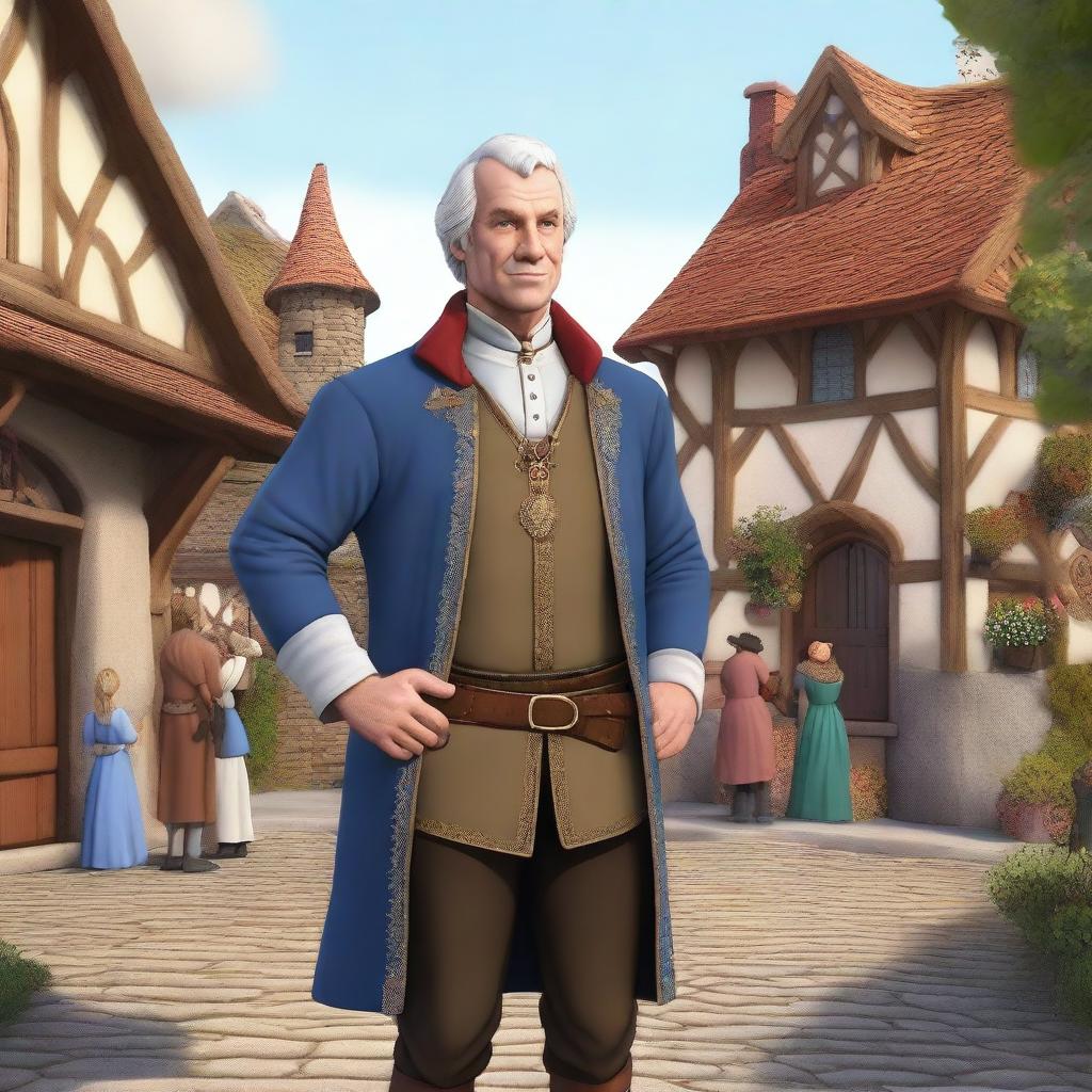 A detailed illustration of the human male mayor of the medieval fantasy village of Riverton