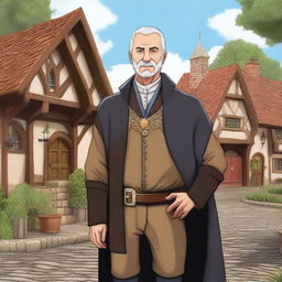 A detailed illustration of the human male mayor of the medieval fantasy village of Riverton