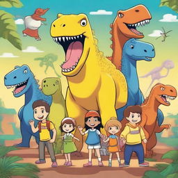 A 2D poster titled 'La Banda de los Dinosaurios: La Partida Final'