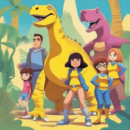 A 2D poster titled 'La Banda de los Dinosaurios: La Partida Final'