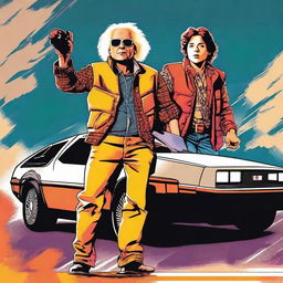 Create a Back to the Future poster featuring Robert Downey Jr