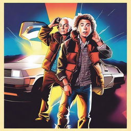 Create a Back to the Future poster featuring Robert Downey Jr