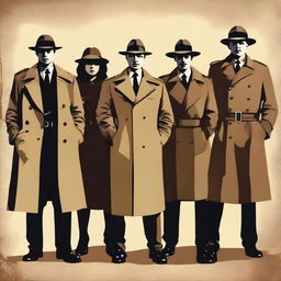 Create a vintage-style image depicting the Romanian secret police engaged in spying activities