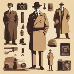 Create a vintage-style image depicting the Romanian secret police engaged in spying activities