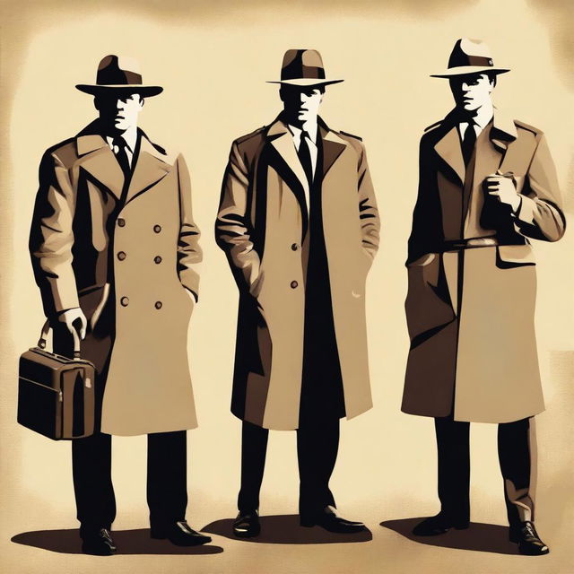 Create a vintage-style image depicting the Romanian secret police engaged in spying activities