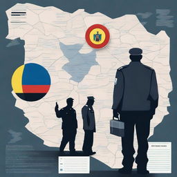 Create an image depicting the Romanian secret police spying on the nation