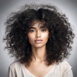 A detailed portrait of a person with black curly hair