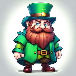 A medium-height dwarf with blue skin, wearing a green cape and a burgundy top hat