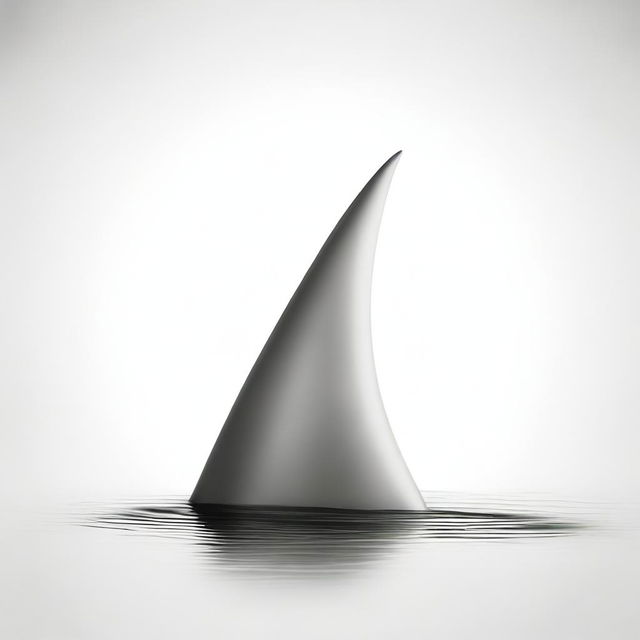 A single shark fin emerging from a white background