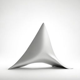 A realistic depiction of a single shark fin emerging from a white background