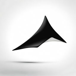 A dark shark fin emerging from a white background