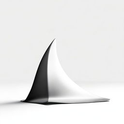 A single shark fin emerging from a white background