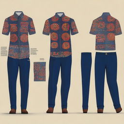 Create a design for a student uniform featuring traditional batik patterns from the province of West Java