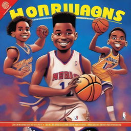 Create a vibrant and engaging book cover titled 'Hoops Heroes: The NBA's Story Book - A Kid's Guide to Basketball’s Best Moments'