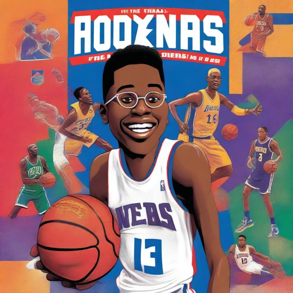 Create a vibrant and engaging book cover titled 'Hoops Heroes: The NBA's Story Book - A Kid's Guide to Basketball’s Best Moments'