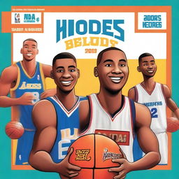Create a vibrant and engaging book cover titled 'Hoops Heroes: The NBA's Story Book - A Kid's Guide to Basketball’s Best Moments'