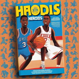 Create a vibrant and engaging book cover titled 'Hoops Heroes: The NBA's Story Book - A Kid's Guide to Basketball’s Best Moments'