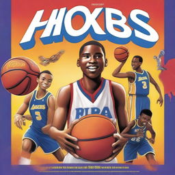 Create a vibrant and engaging book cover titled 'Hoops Heroes: The NBA's Story Book - A Kid's Guide to Basketball’s Best Moments'