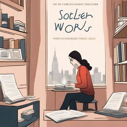 Create a front cover design for a book titled 'Stolen Words: The Playwright's Secret'