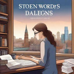 Create a front cover design for a book titled 'Stolen Words: The Playwright's Secret'