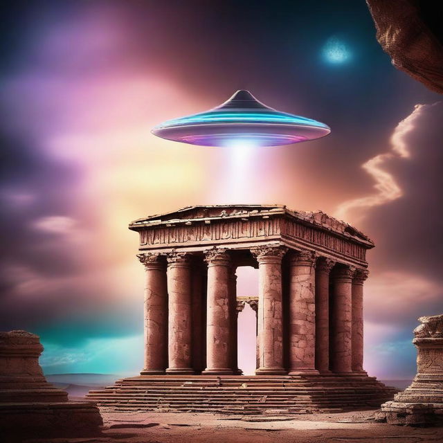 Create a captivating thumbnail image for a video titled 'Unveiling Hidden Truth: Could UFO Phenomena Confirm Ancient Beliefs?'