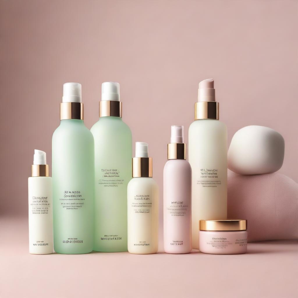 A serene and clean image of skincare products arranged aesthetically