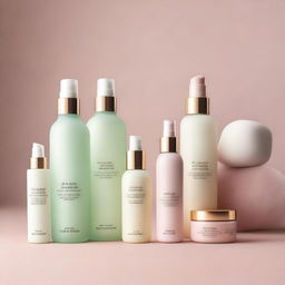 A serene and clean image of skincare products arranged aesthetically