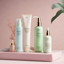 A serene and clean image of skincare products arranged aesthetically