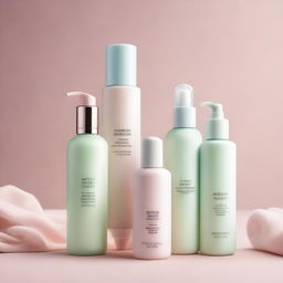 A serene and clean image of skincare products arranged aesthetically