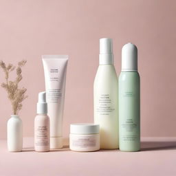 A serene and clean image of skincare products arranged aesthetically