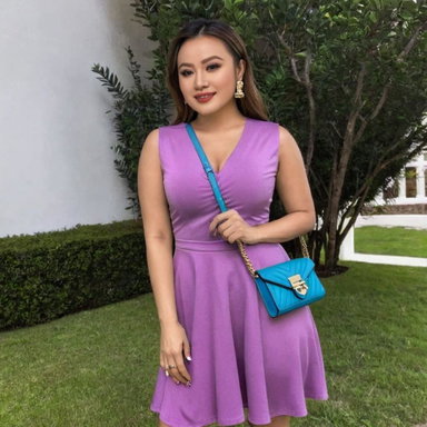 Graceful Elegance: Woman in Purple & Pink Dress
