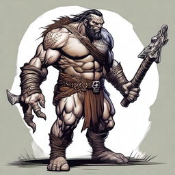 Create a detailed image of a Dungeons and Dragons character who is a Goliath