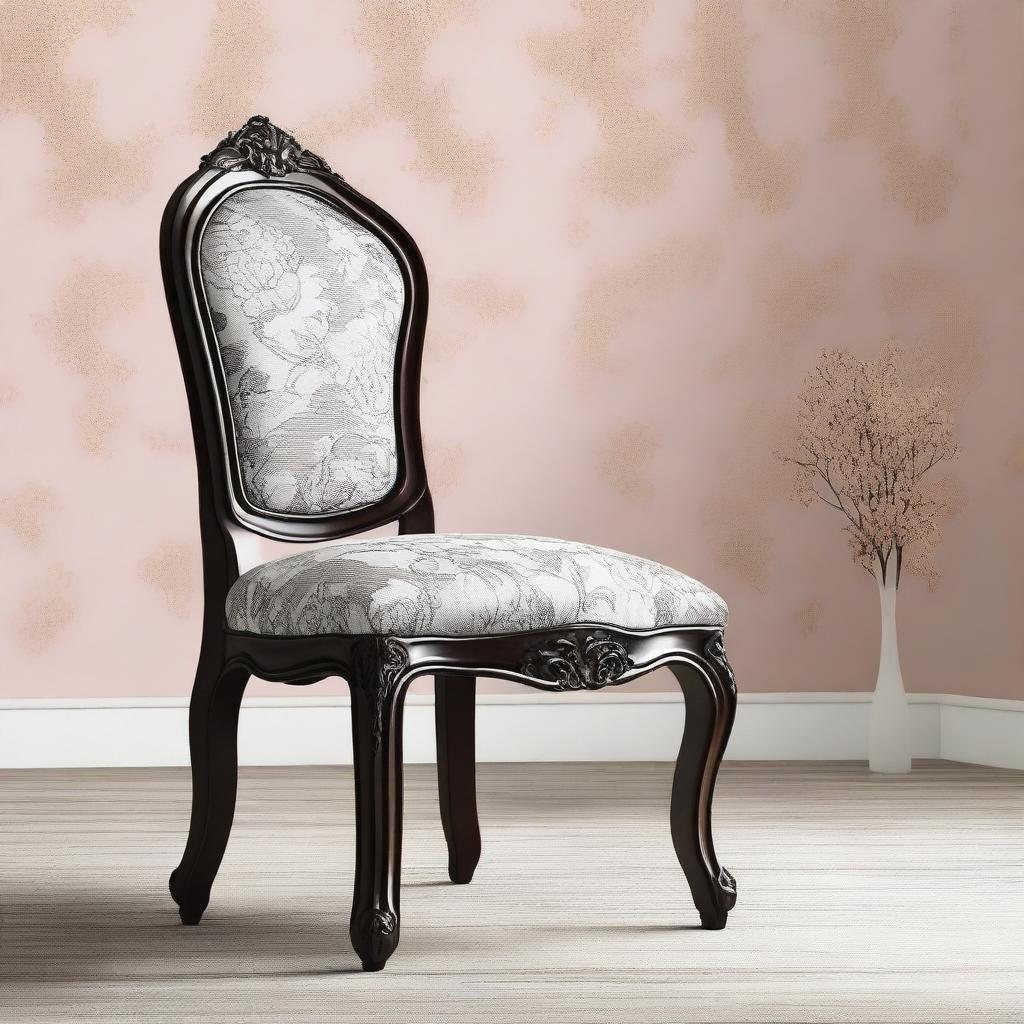 Create a piece of art featuring a beautifully designed chair