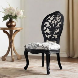 Create a piece of art featuring a beautifully designed chair