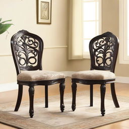 Create a piece of art featuring beautifully designed chairs with a European style and artful sensibility