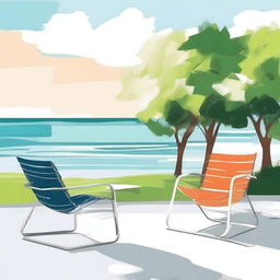 Create a piece of art featuring newly designed outdoor chairs