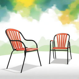 Create a piece of art featuring newly designed outdoor chairs