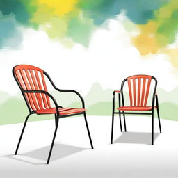 Create a piece of art featuring newly designed outdoor chairs